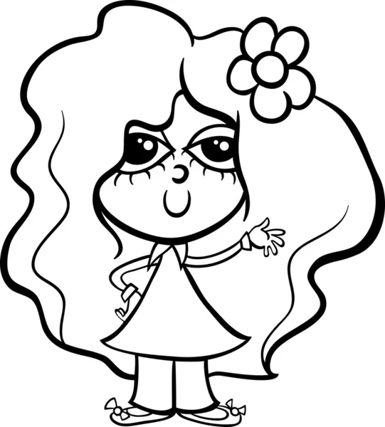 Página para colorear de linda chica de dibujos animados — Vector ... Página para colorear de linda chica de dibujos animados — Vector ...