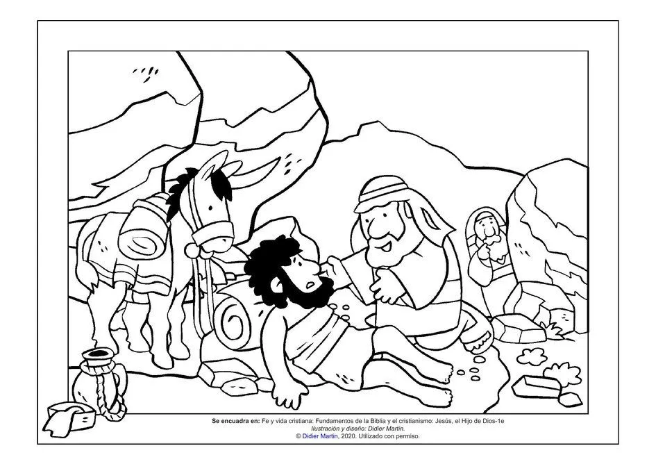 Página para colorear: Las parábolas de Jesús: El buen samaritano | Rincón de las maravillas Página para colorear: Las parábolas de Jesús: El buen samaritano | Rincón de las maravillas