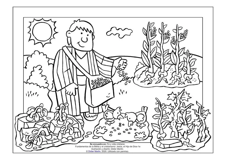 Página para colorear: Las parábolas de Jesús: El sembrador | Rincón de las maravillas Página para colorear: Las parábolas de Jesús: El sembrador | Rincón de las maravillas