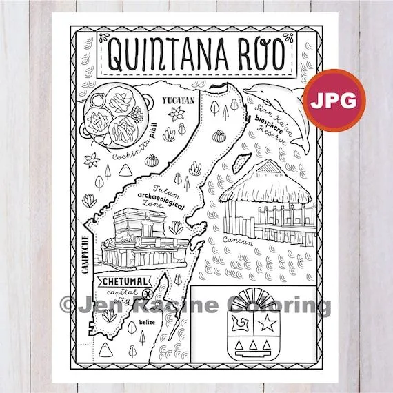 Página para colorear de Quintana Roo Estado de México - Etsy México Página para colorear de Quintana Roo Estado de México - Etsy México