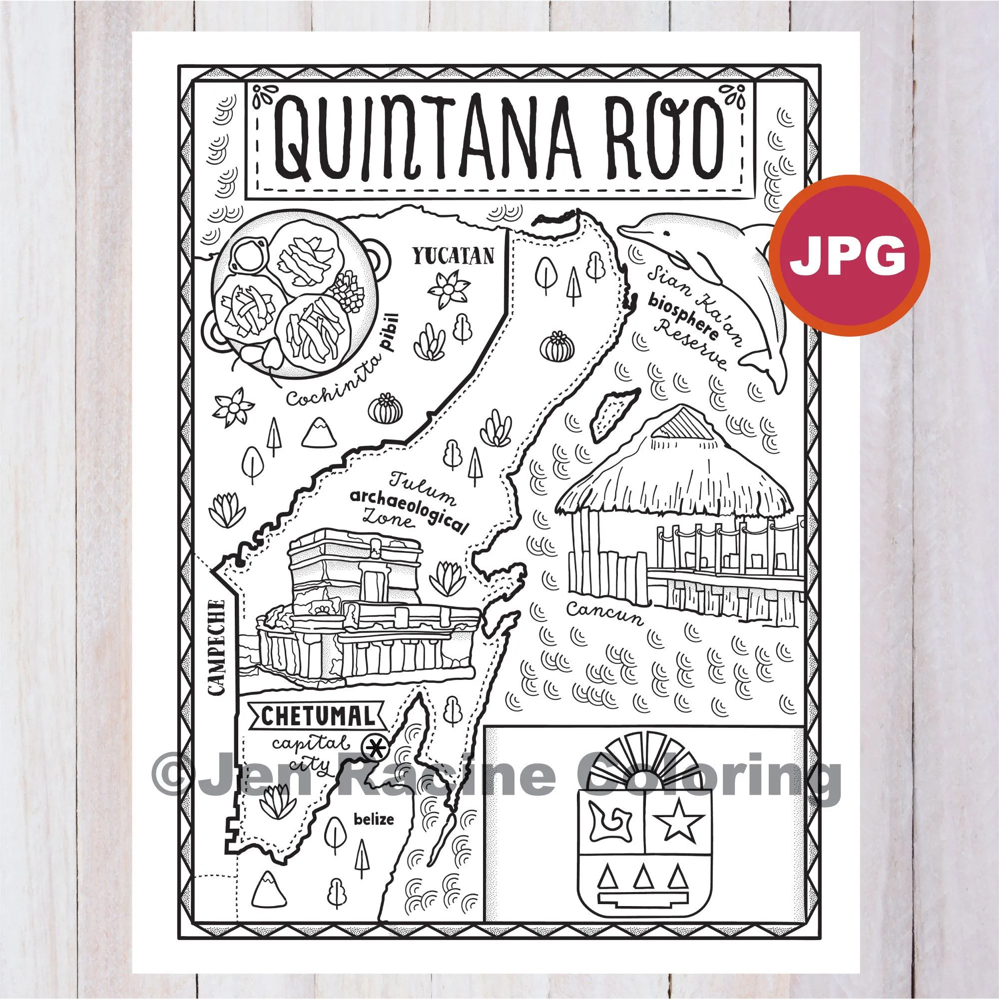 Página para colorear de Quintana Roo Estado de México - Etsy México Página para colorear de Quintana Roo Estado de México - Etsy México