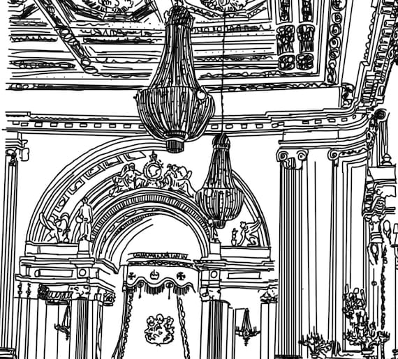Página para colorear del Salón de Baile del Palacio de - Etsy México Página para colorear del Salón de Baile del Palacio de - Etsy México