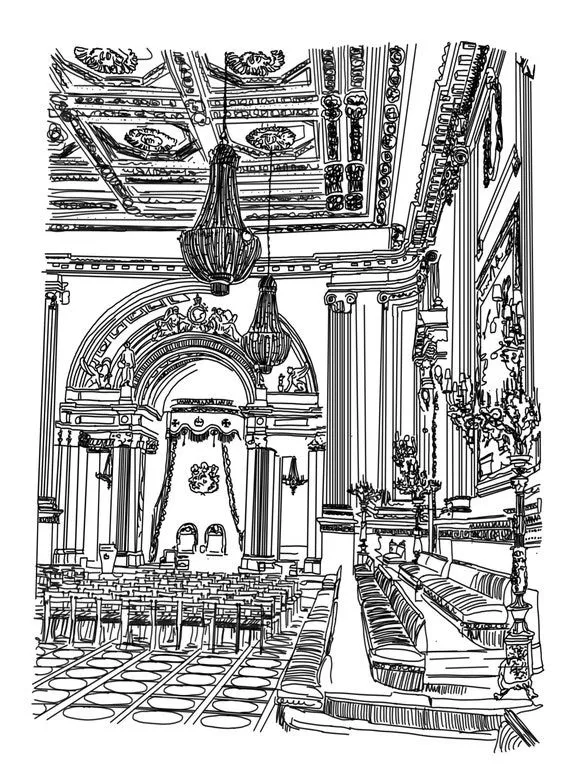 Página para colorear del Salón de Baile del Palacio de - Etsy México Página para colorear del Salón de Baile del Palacio de - Etsy México