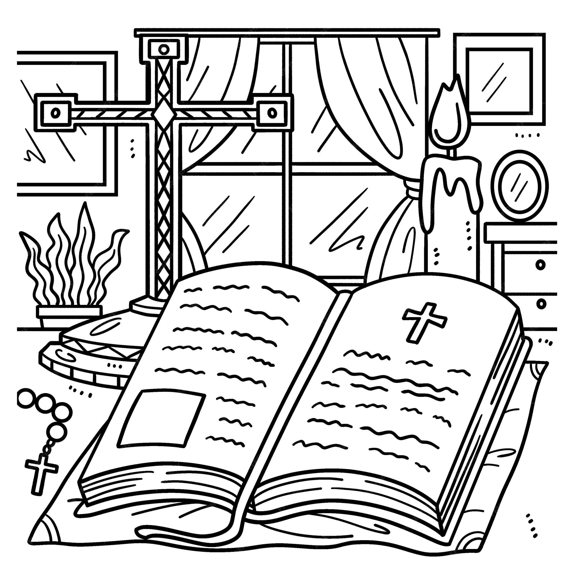 Página para colorear de la santa biblia cristiana para niños | Vector Premium Página para colorear de la santa biblia cristiana para niños | Vector Premium