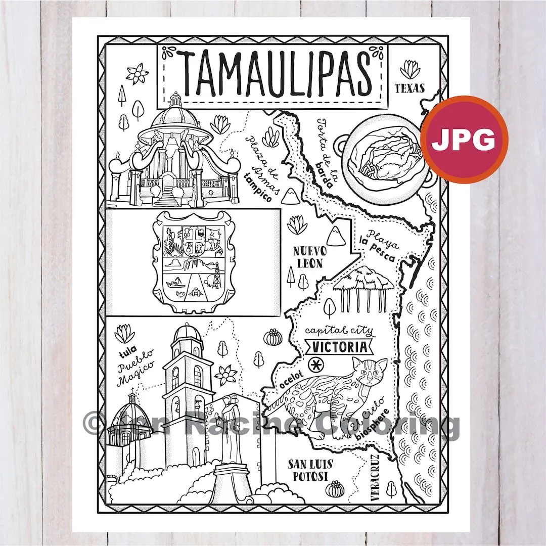 Página para colorear tamaulipas Estado de México Estados de - Etsy México Página para colorear tamaulipas Estado de México Estados de - Etsy México