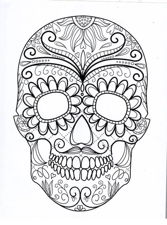 Páginas para colorear de calaveras de azúcar calavera día de - Etsy México Páginas para colorear de calaveras de azúcar calavera día de - Etsy México