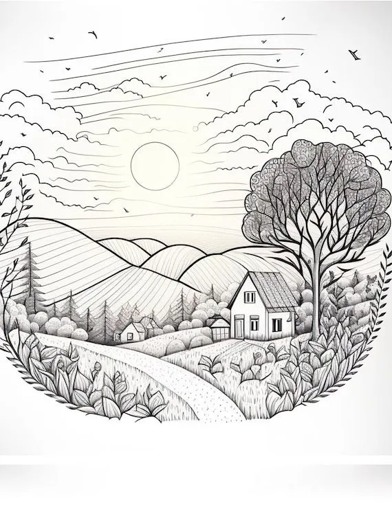 Páginas para colorear de paisajes Vol. 1 Montañas lagos y - Etsy México Páginas para colorear de paisajes Vol. 1 Montañas lagos y - Etsy México