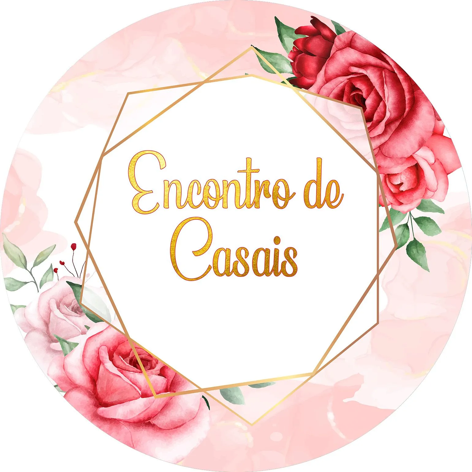 Painel de Festa em Tecido - Encontro de Casais Rosa Floral - Via Cores -  Paineis de Festa