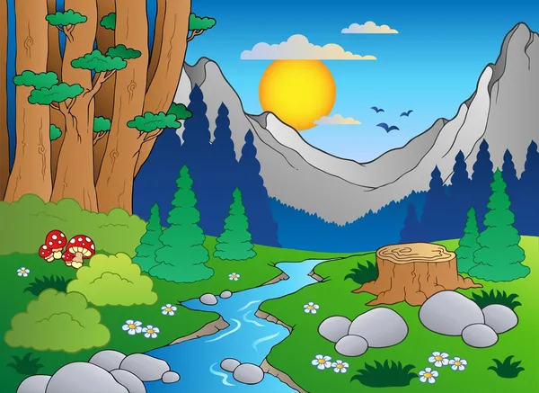 Paisaje de bosque de dibujos animados 2 — Vector stock © clairev ... Paisaje de bosque de dibujos animados 2 — Vector stock © clairev ...
