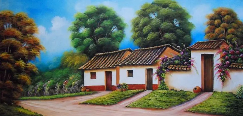 Cuadros Modernos Pinturas : Paisaje campesino antioqueño, 58 cm x ...