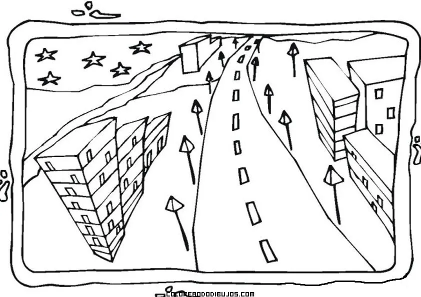 Paisaje de ciudad para colorear