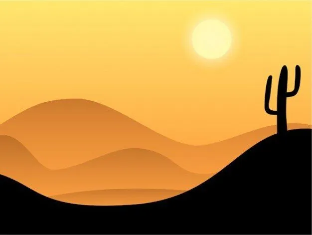 Paisaje desértico con cactus silueta | Descargar Vectores gratis