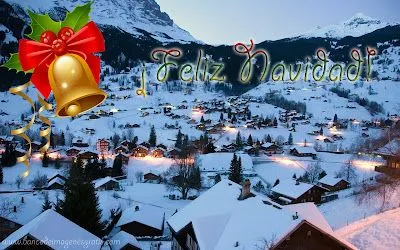 Paisaje nevado en Suiza con mensaje “Feliz Navidad” | Imagenes ...