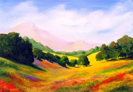 Paisaje pintado con colores muy vivos. | Cuadros al Óleo ... Paisaje pintado con colores muy vivos. | Cuadros al Óleo ...