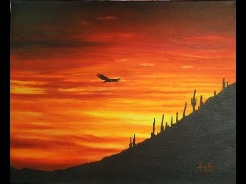 Paisaje - Pintura Acrilica - Cuadro Atardecer en Jujuy - YouTube