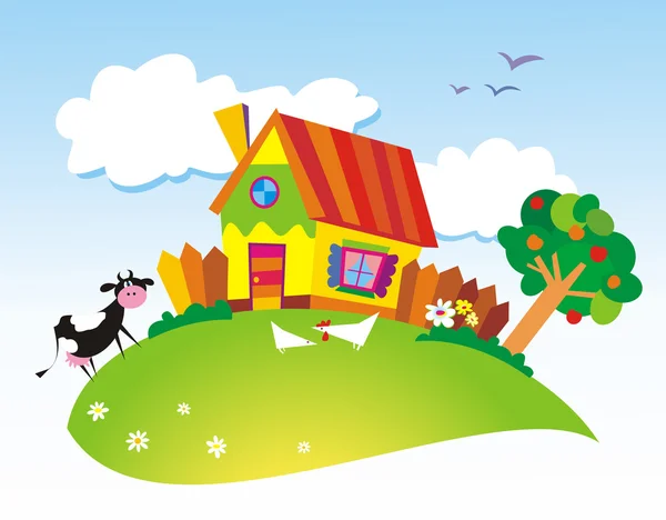 Paisaje rural con animales de granja — Vector stock © aml-rada ...