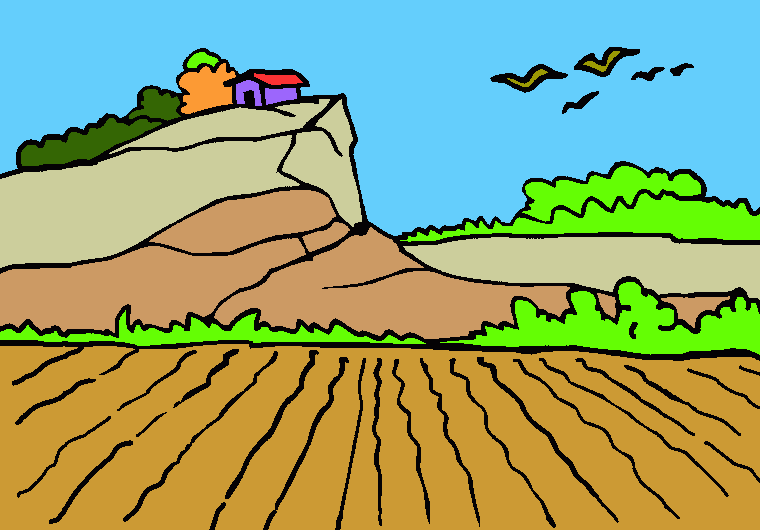 Paisaje rural para colorear, Paisaje rural para imprimir Paisaje rural para colorear, Paisaje rural para imprimir
