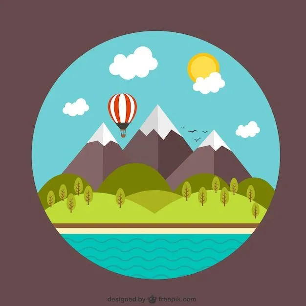 Paisaje rural con montañas y la playa | Descargar Vectores gratis Paisaje rural con montañas y la playa | Descargar Vectores gratis