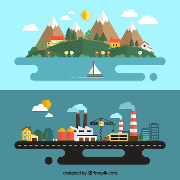 Paisaje rural y urbano | Descargar Vectores gratis Paisaje rural y urbano | Descargar Vectores gratis