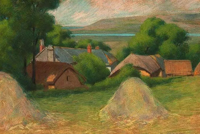 Paisaje por Sears Gallagher, pastel norteamericano modernista. Paisaje por Sears Gallagher, pastel norteamericano modernista.