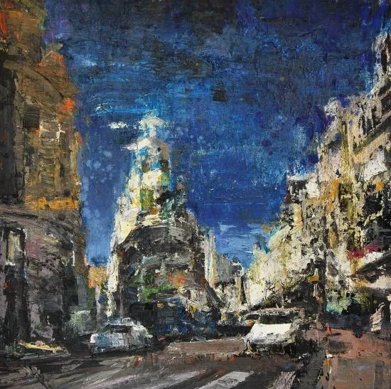 Paisaje urbano, Madrid., cuadro original, Óleo sobre Lienzo ... Paisaje urbano, Madrid., cuadro original, Óleo sobre Lienzo ...