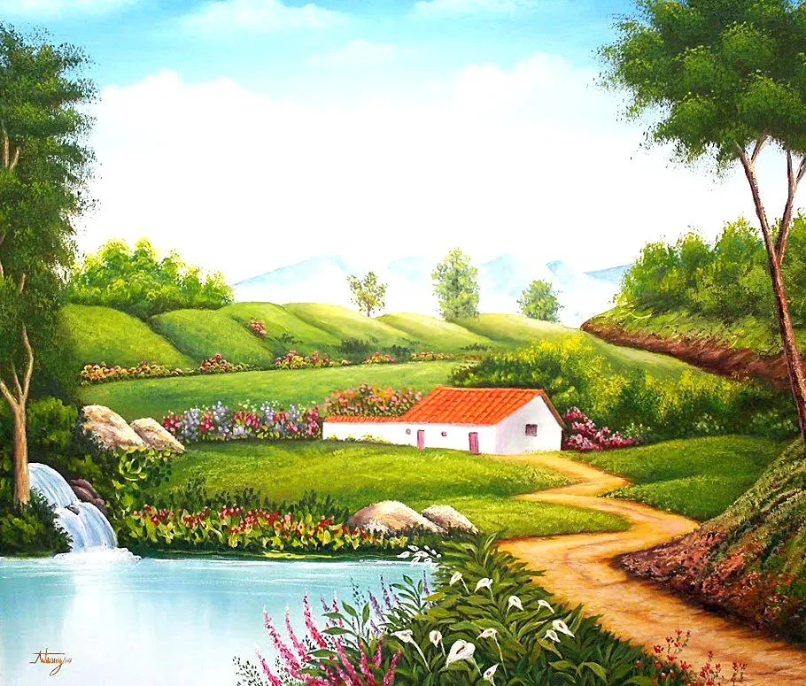 Paisajes y Bodegones: Casa campestre casa de campo, óleo sobre ... Paisajes y Bodegones: Casa campestre casa de campo, óleo sobre ...