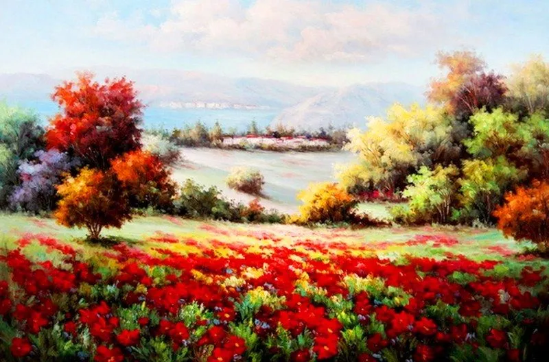 Paisajes y Bodegones: Galeria: Paisaje con flores Paisajes y Bodegones: Galeria: Paisaje con flores