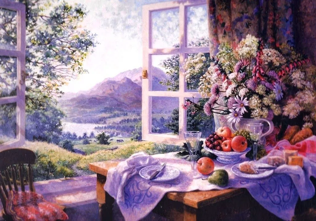 Paisajes y Bodegones al Óleo: Bodegones de Ventanas con Flores ... Paisajes y Bodegones al Óleo: Bodegones de Ventanas con Flores ...