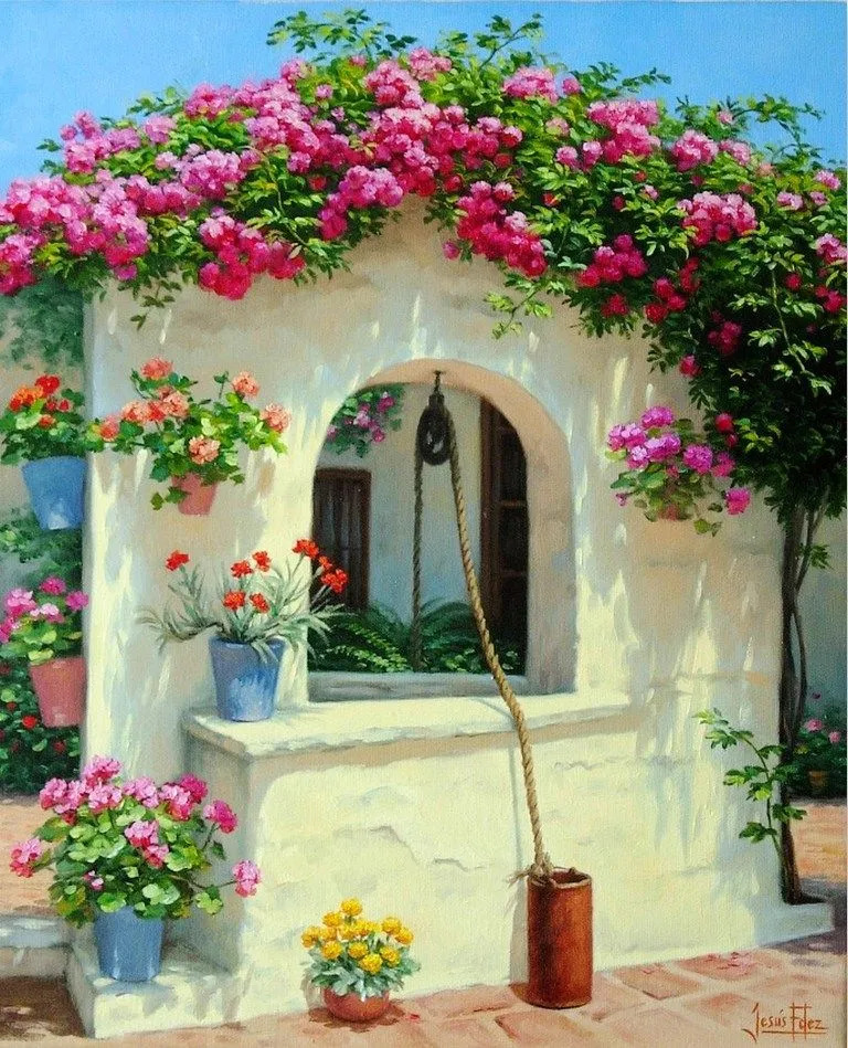 Paisajes y Bodegones: Paisaje con Flores Alegres para Pintar Paisajes y Bodegones: Paisaje con Flores Alegres para Pintar