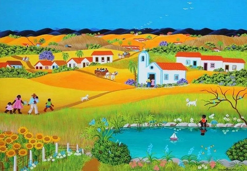 Paisajes y Bodegones: Paisaje naif pintora Ana Maria Dias Paisajes y Bodegones: Paisaje naif pintora Ana Maria Dias