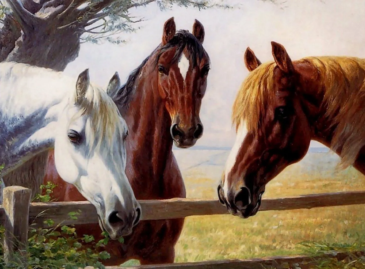 Paisajes y Bodegones: PAISAJES CON CABALLOS AL ÓLEO Paisajes y Bodegones: PAISAJES CON CABALLOS AL ÓLEO