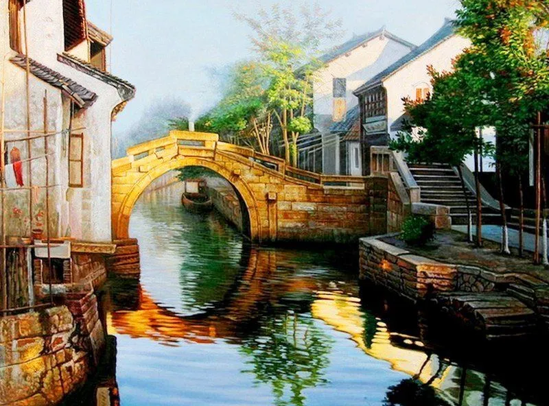Imágenes Arte Pinturas: Paisajes con casas en el agua Imágenes Arte Pinturas: Paisajes con casas en el agua