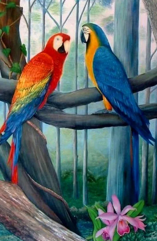 Imágenes Arte Pinturas: PAISAJES CON GUACAMAYAS Imágenes Arte Pinturas: PAISAJES CON GUACAMAYAS