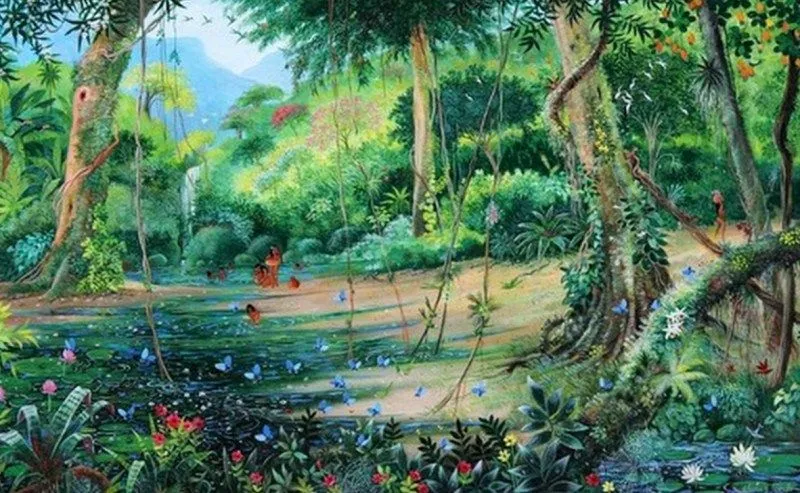 Paisajes y Bodegones: Paisajes primitivos pintura oleo sobre tela Paisajes y Bodegones: Paisajes primitivos pintura oleo sobre tela