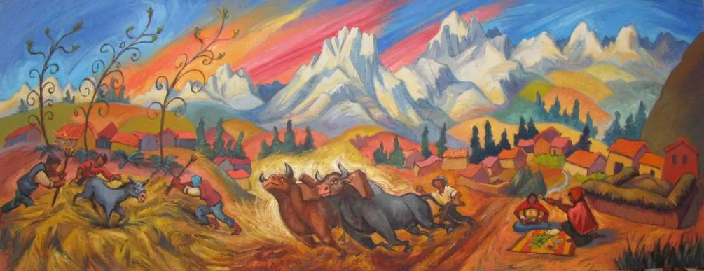 Imágenes Arte Decotativo: PINTURA: PAISAJE CAMPESINOS TRABAJANDO