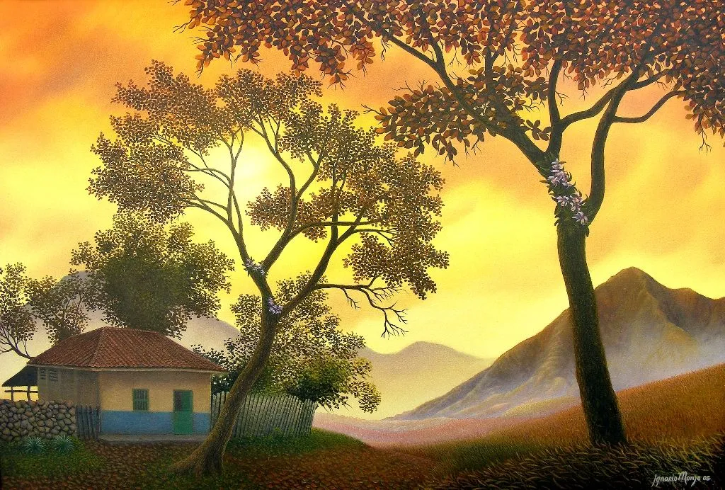  ... Paisajes colombianos Atardecer, Pintura al Óleo sobre lienzo, Ignacio