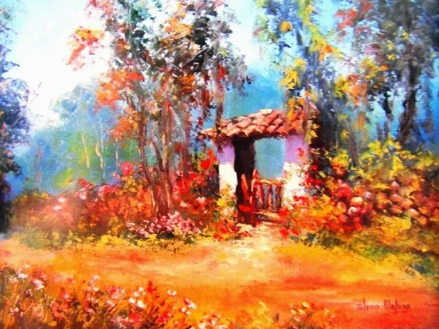 Paisajes Costumbristas con Espátula de Elena Molina, Colombia ...