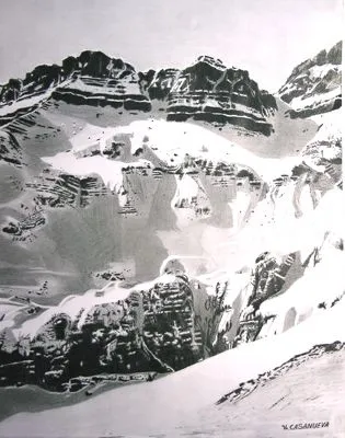 Paisaje nevado Dibujos a lápiz, Vicente Casanueva Paisaje nevado Dibujos a lápiz, Vicente Casanueva