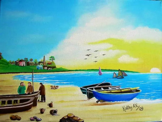 Paisajes pintado con tempera - Imagui