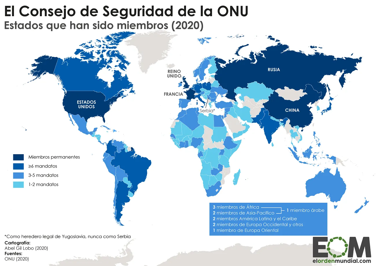 Qué países han sido miembro del Consejo de Seguridad de Naciones Unidas? - Mapas de El Orden Mundial - EOM Qué países han sido miembro del Consejo de Seguridad de Naciones Unidas? - Mapas de El Orden Mundial - EOM