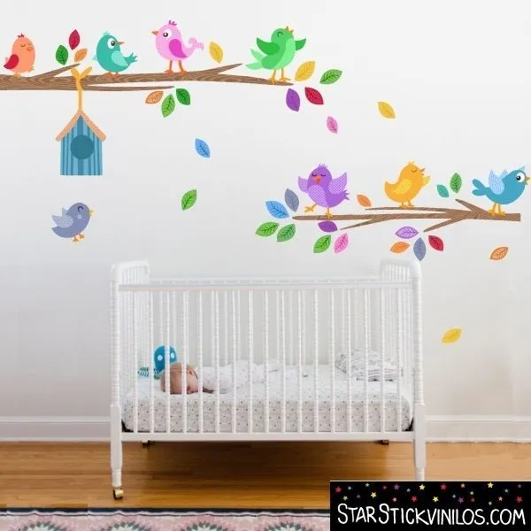 Pajaritos con casita - Vinilo infantil decorativo | Vinilos ... Pajaritos con casita - Vinilo infantil decorativo | Vinilos ...