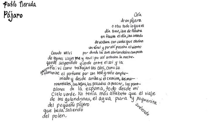 Pajaro" es este Caligrama hecho por Unigue y su autor es Pablo ... Pajaro" es este Caligrama hecho por Unigue y su autor es Pablo ...