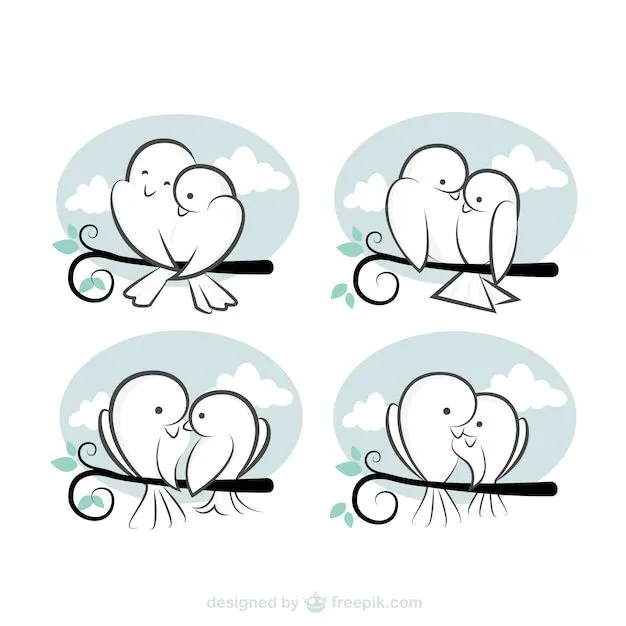 Pájaros del amor de dibujos animados en la rama | Descargar ... Pájaros del amor de dibujos animados en la rama | Descargar ...