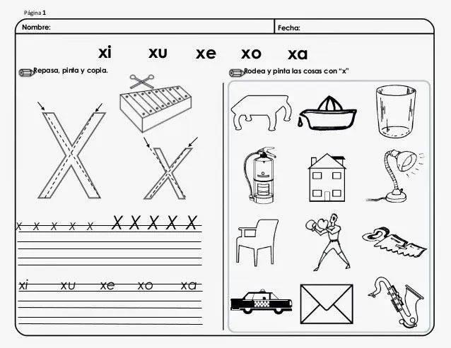 palabras con ax ex ix ox ux en español con imágenes para imprimir ...