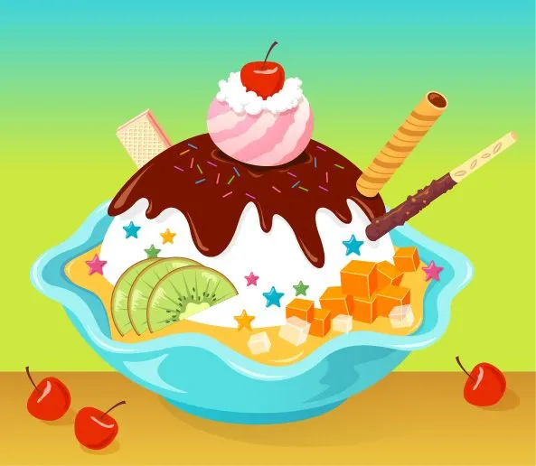 Palabras clave Cerezo kiwi frutas helado helado cartoon vector ...