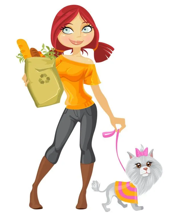 Palabras clave: chicas, ilustración, joven, compras, trabajo ...