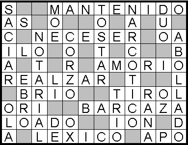 Palabras cruzadas: Respuestas