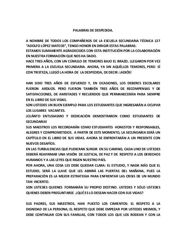 Palabras de despedida