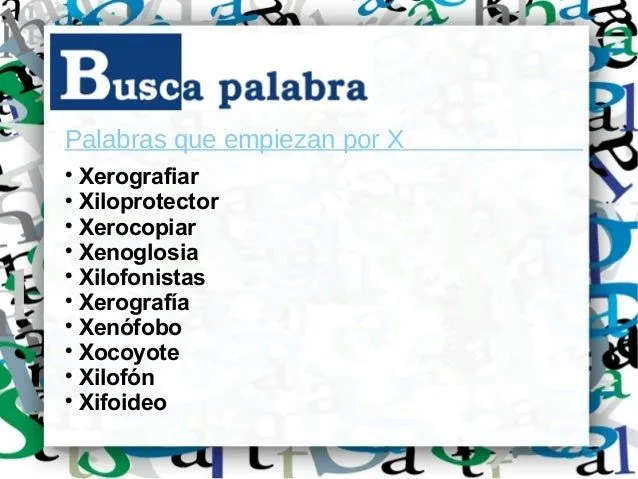 Palabras que empiecen con X