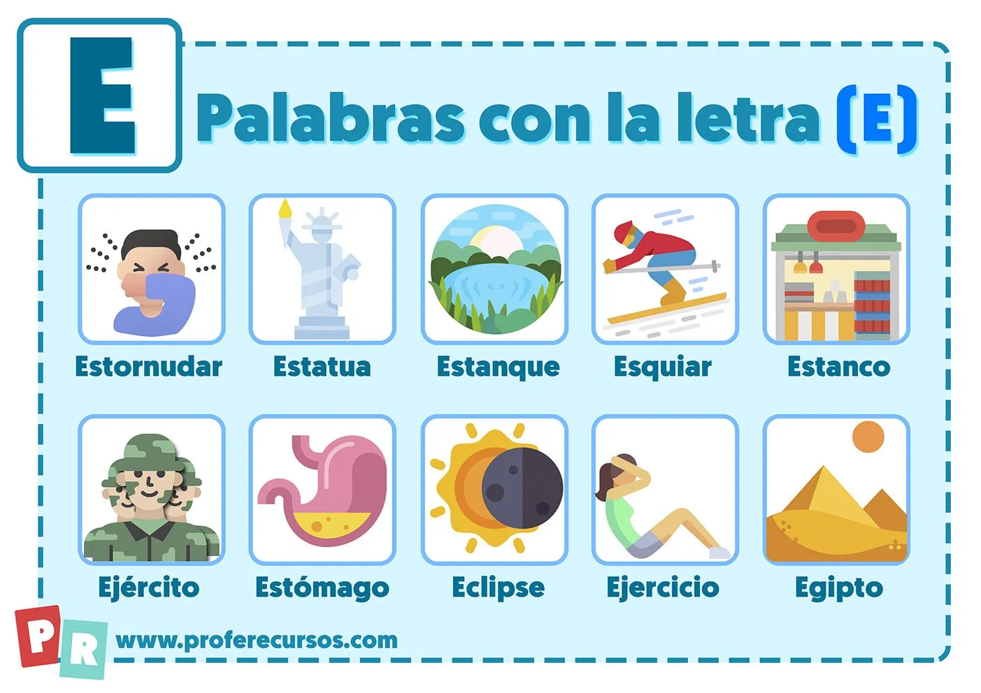 Palabras con E | Que empiezan por la letra E para Niños Palabras con E | Que empiezan por la letra E para Niños